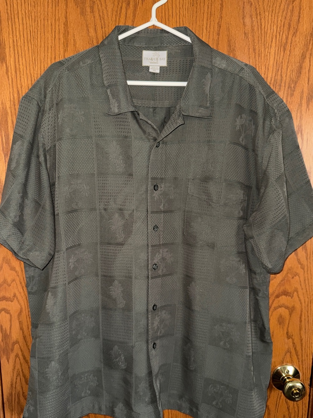 Trader Bay Tropical Green Button Front Shirt Short Sleeves 1 Pocket Men's Sz XXL